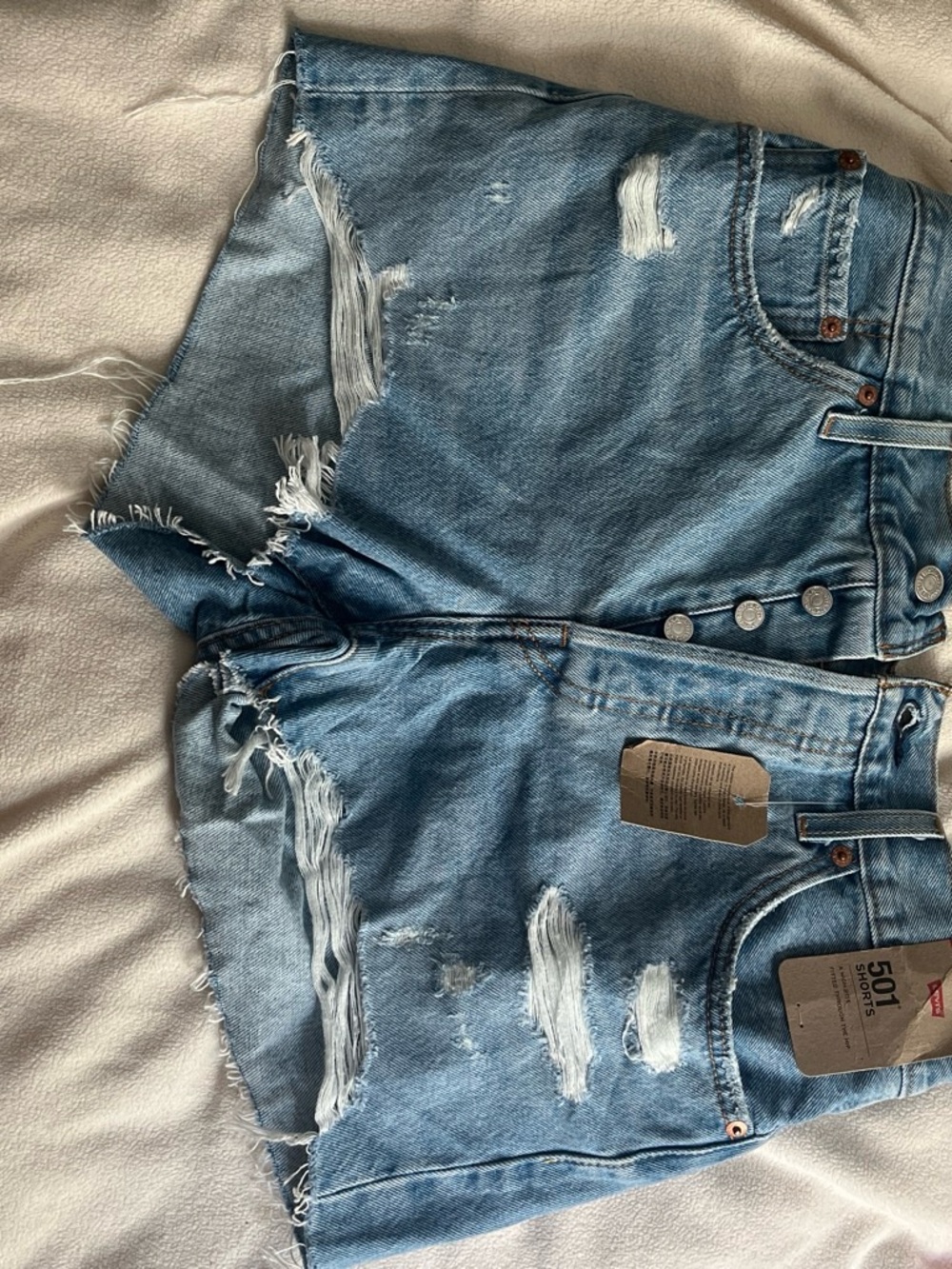 Levi's Light Blue Distressed Denim Shorts